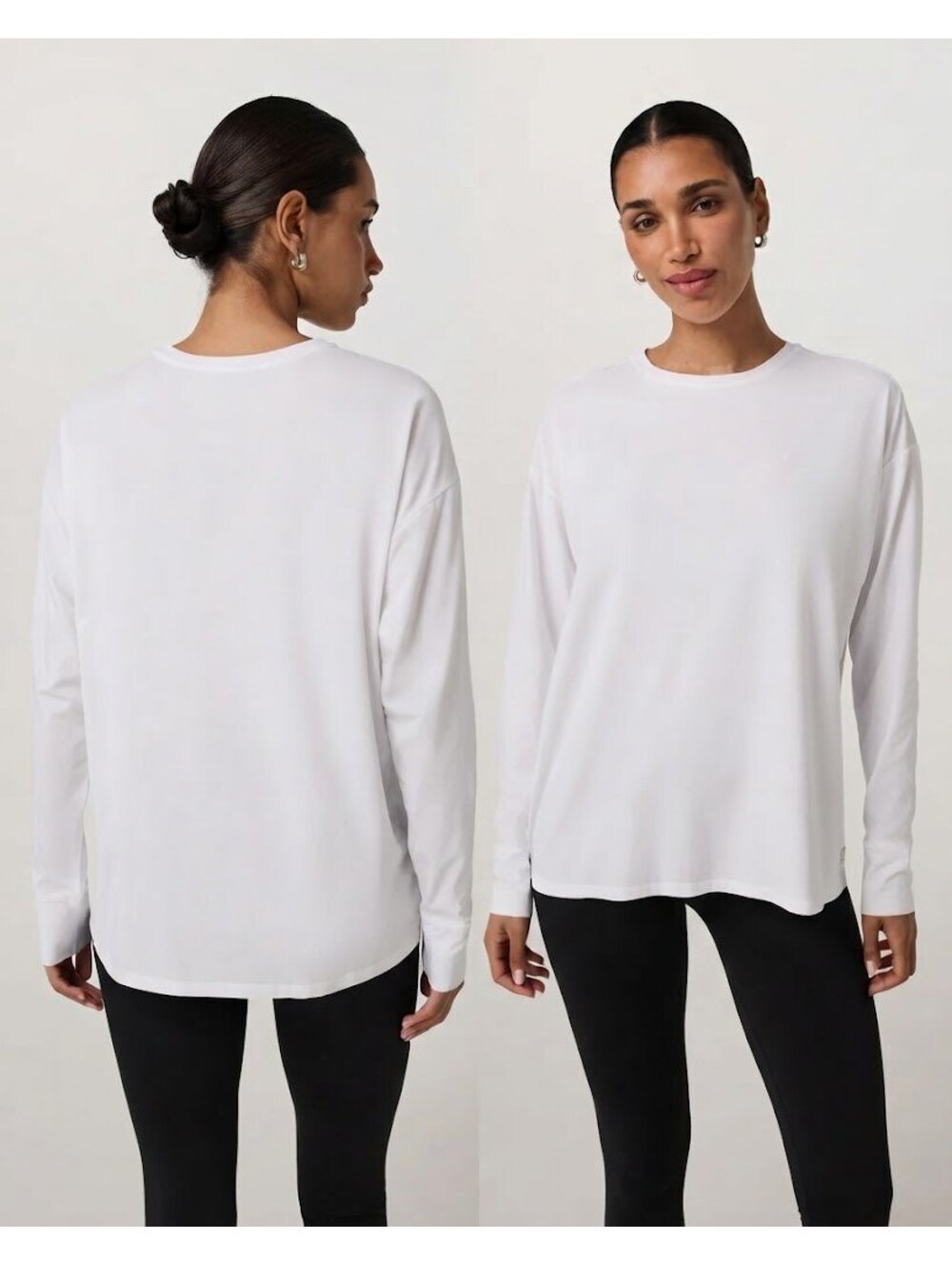 Vuori White Long-Sleeve Feather Tee Oversized Top Size M Loungewear Layering